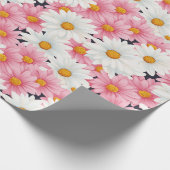 ピンクと白の花の美しいグラフィック ラッピングペーパー (角)