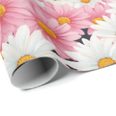 ピンクと白の花の美しいグラフィック ラッピングペーパー (ロールコーナー)