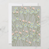 ピンクと白の花の誕生日 招待状 (裏面)