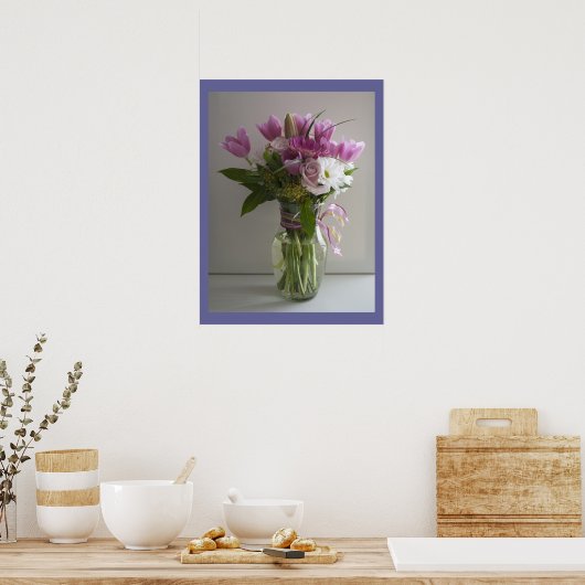 ピンクと白の花はまだ生活のポスター ポスター (キッチン)