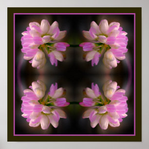 ピンクと白の花クローズアップ抽象芸術 ポスター