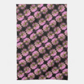 ピンクと白の花クローズアップ模様 キッチンタオル (縦)