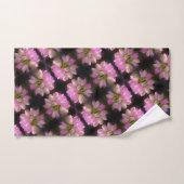 ピンクと白の花クローズアップ模様 バスタオルセット (ハンドタオル)