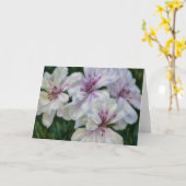 ピンクと白の花ゼラニウムアートノートカード カード (黄色い花)