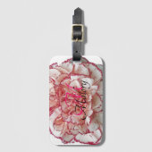 ピンクと白の花モノグラム荷物タグ ラゲッジタグ (正面縦)