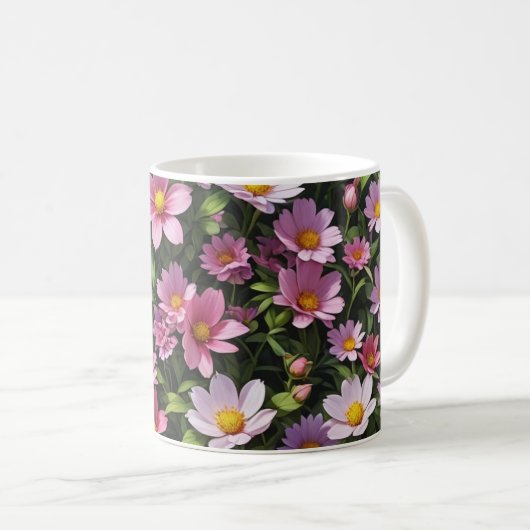 ピンクと白の花園 コーヒーマグカップ (正面右)