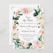 ピンクと白の花日付はがきを保存 ポストカード (正面/裏面)