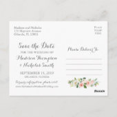 ピンクと白の花日付はがきを保存 ポストカード (裏面)