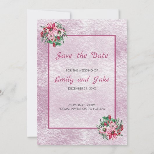 ピンクと白の花束 セーブザデート (正面)