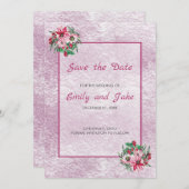 ピンクと白の花束 セーブザデート (正面/裏面)