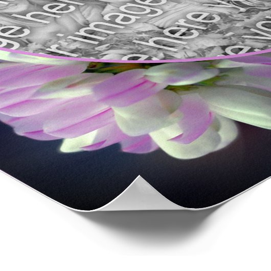 ピンクと白の花枠自分の写真を作成 ポスター (角)