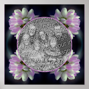 ピンクと白の花枠自分の写真を作成 ポスター