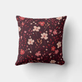 ピンクと白の花柄のバーガンディ枕 クッション (裏面)