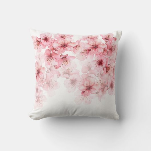 ピンクと白の花柄の桜 クッション (正面)