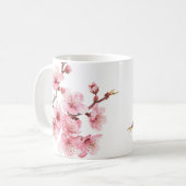 ピンクと白の花柄の桜 コーヒーマグカップ (正面左)