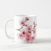 ピンクと白の花柄の桜 コーヒーマグカップ (左)