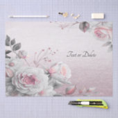 ピンクと白の花柄ティッシュペーパー 薄葉紙 (クラフト)