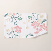 ピンクと白の花柄バスタオルセット バスタオルセット (ハンドタオル)