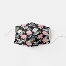 ピンクと白の花柄模様 大人用布マスク