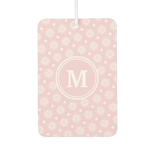 ピンクと白の花柄 カーエアーフレッシュナー (正面)