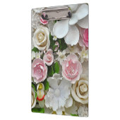 ピンクと白の花柄 クリップボード (左)