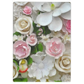 ピンクと白の花柄 クリップボード (裏面)