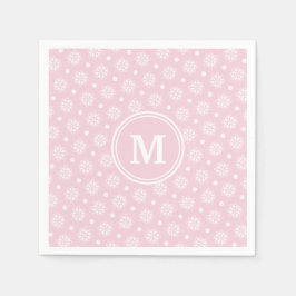 ピンクと白の花柄 スタンダードカクテルナプキン