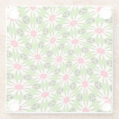 ピンクと白の花模様 ガラスコースター (裏面)
