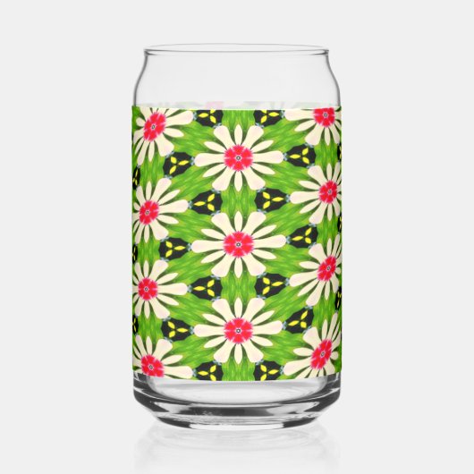 ピンクと白の花模様 ガラス缶 (右)