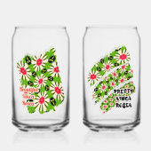 ピンクと白の花模様 ガラス缶 (正面)