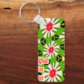 ピンクと白の花模様 キーホルダー (正面)