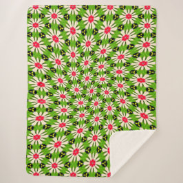 ピンクと白の花模様 シェルパブランケット