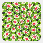 ピンクと白の花模様 スクエアシール (正面)