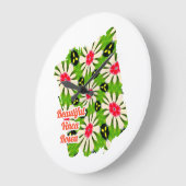 ピンクと白の花模様 ラージ壁時計 (傾斜)