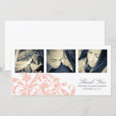 ピンクと白の花模様 | 結婚サンキューカード サンキューカード (正面/裏面)