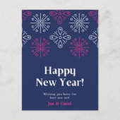 ピンクと白の花火が新年を迎える ポストカード (正面)