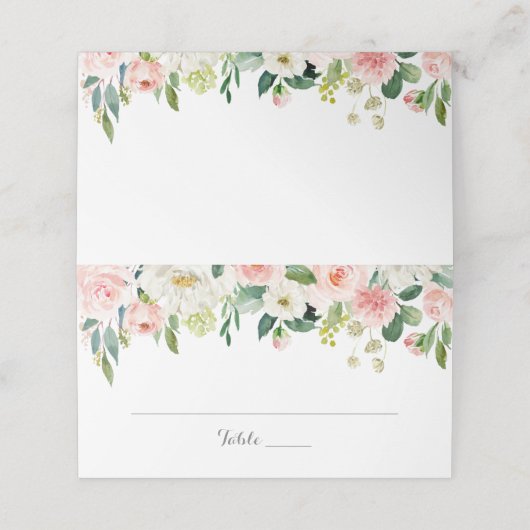 ピンクと白の花結婚の折り畳み座席表 プレイスカード (外部開封)
