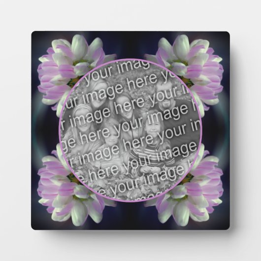 ピンクと白の花自分の写真を作成 フォトプラーク (正面)