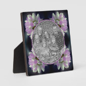 ピンクと白の花自分の写真を作成 フォトプラーク (正面)