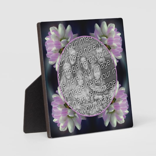 ピンクと白の花自分の写真を作成 フォトプラーク (正面)