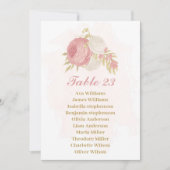 ピンクと白の花金ゴールドシーティングチャートカード 招待状 (正面)