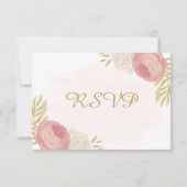 ピンクと白の花金ゴールド植物性食品の選択 出欠カード (裏面)