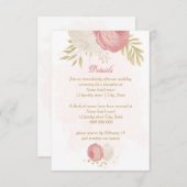 ピンクと白の花金ゴールド結婚植物 エンクロージャーカード (正面/裏面)