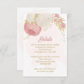 ピンクと白の花金ゴールド結婚植物 エンクロージャーカード (正面/裏面)