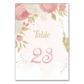 ピンクと白の花金ゴールド結婚植物 テーブルナンバー (裏面)