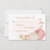 ピンクと白の花金ゴールド 出欠カード (正面)