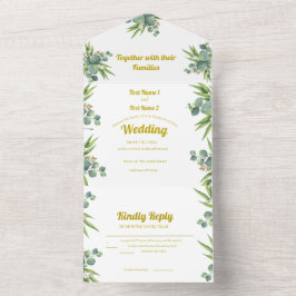 ピンクと白の花 オールインワン招待状