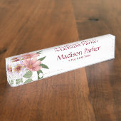 ピンクと白の花 デスクネームプレート (側面)