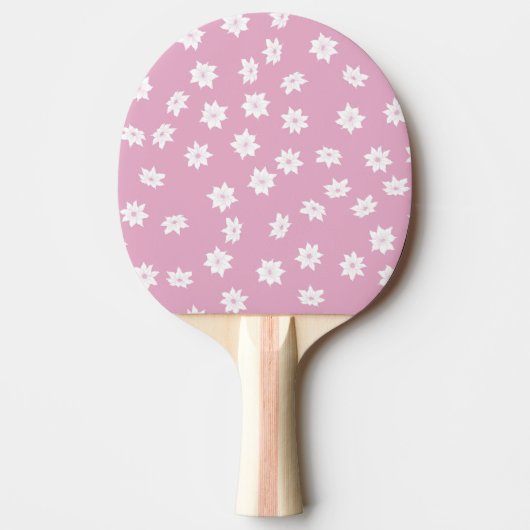 ピンクと白の花 卓球ラケット (正面)