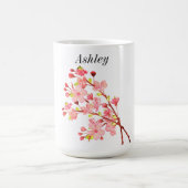 ピンクと白の花 桜 エレガント コーヒーマグカップ (中央)